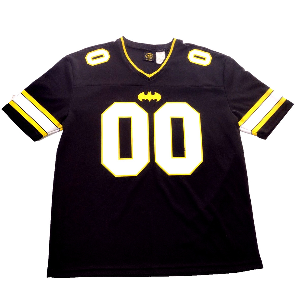 DC Comics Batman Football/Hockey Jersey #00 Black Yellow Short Sleeve